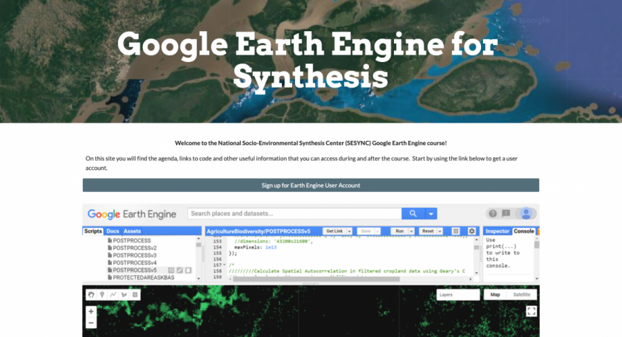 An image of the homepage of the Google Earth Engine for Synthesis