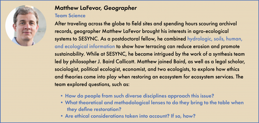 Text box providing an overview of Matthew LaFevor's research experience