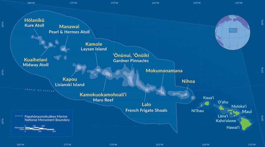 Map of Papahānaumokuākea Marine National Monument