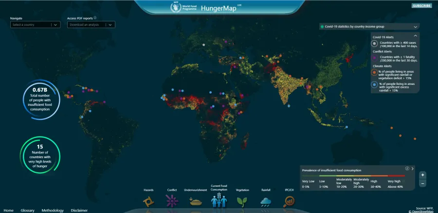 A map showing world hunger
