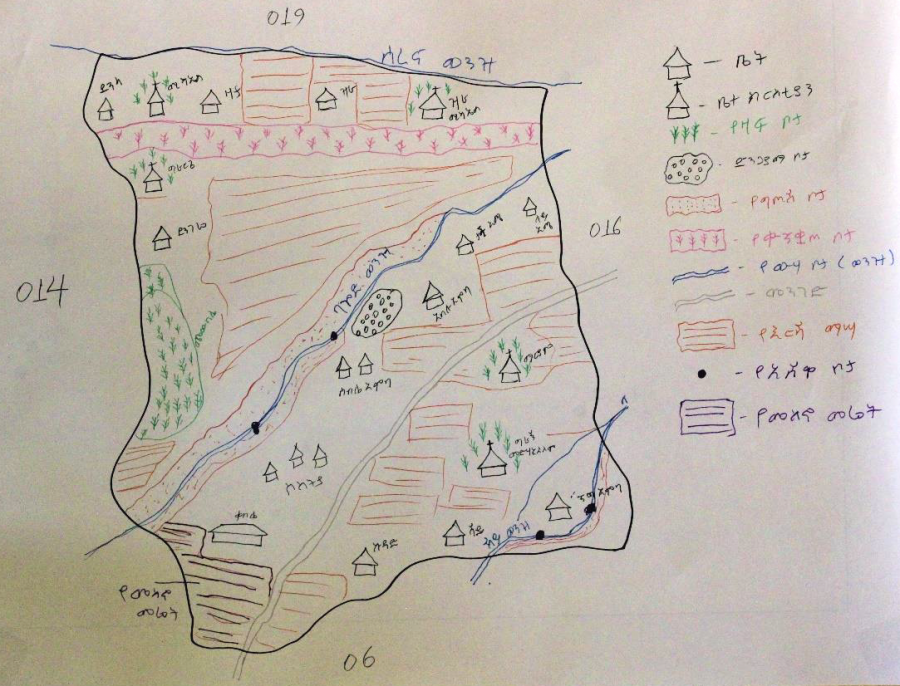 A hand-drawn map provided by local residents of the Ethiopian Highlands (Steger et al. 2020).