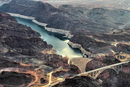 An aerial view of the Hoover dam