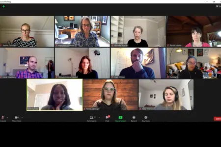A screenshot of SESYNC postdoctoral fellows participating virtually in a discussion