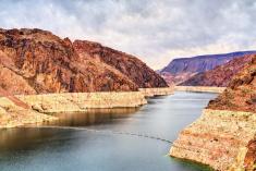 Low water levels at the Hoover Dam 